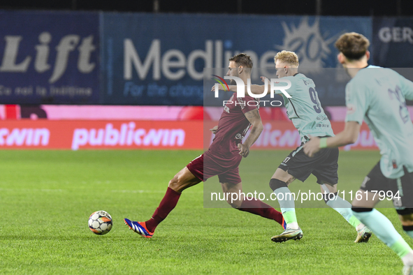 CFR Cluj plays against UTA Arad in the Romanian Superliga at Dr. Constantin Radulescu Stadium in Cluj-Napoca, Romania, on September 28, 2024...