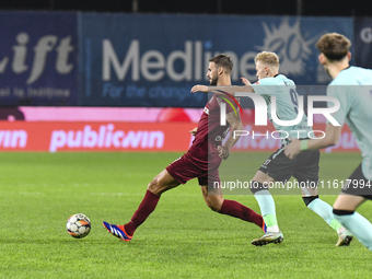 CFR Cluj plays against UTA Arad in the Romanian Superliga at Dr. Constantin Radulescu Stadium in Cluj-Napoca, Romania, on September 28, 2024...