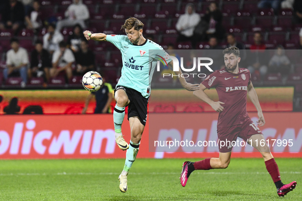 CFR Cluj plays against UTA Arad in the Romanian Superliga at Dr. Constantin Radulescu Stadium in Cluj-Napoca, Romania, on September 28, 2024...