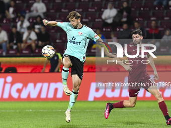 CFR Cluj plays against UTA Arad in the Romanian Superliga at Dr. Constantin Radulescu Stadium in Cluj-Napoca, Romania, on September 28, 2024...