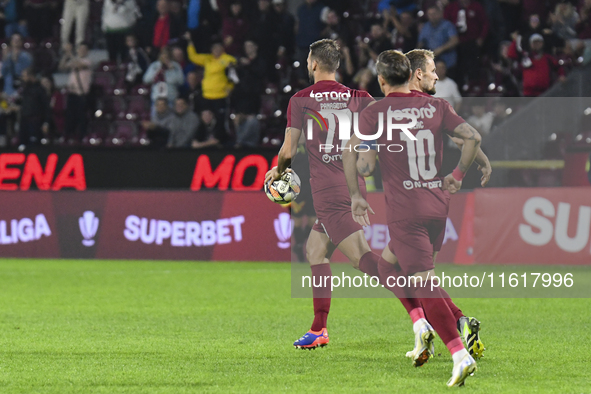 CFR Cluj plays against UTA Arad in the Romanian Superliga at Dr. Constantin Radulescu Stadium in Cluj-Napoca, Romania, on September 28, 2024...