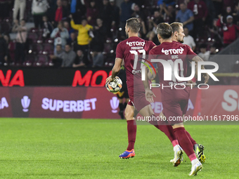 CFR Cluj plays against UTA Arad in the Romanian Superliga at Dr. Constantin Radulescu Stadium in Cluj-Napoca, Romania, on September 28, 2024...