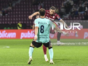 CFR Cluj plays against UTA Arad in the Romanian Superliga at Dr. Constantin Radulescu Stadium in Cluj-Napoca, Romania, on September 28, 2024...