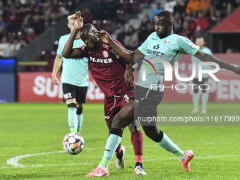 CFR Cluj plays against UTA Arad in the Romanian Superliga at Dr. Constantin Radulescu Stadium in Cluj-Napoca, Romania, on September 28, 2024...