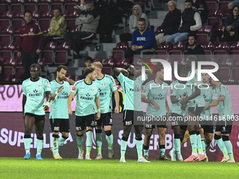 CFR Cluj plays against UTA Arad in the Romanian Superliga at Dr. Constantin Radulescu Stadium in Cluj-Napoca, Romania, on September 28, 2024...