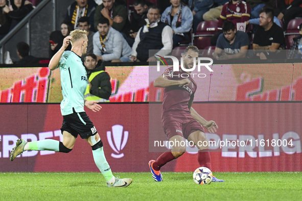 CFR Cluj plays against UTA Arad in the Romanian Superliga at Dr. Constantin Radulescu Stadium in Cluj-Napoca, Romania, on September 28, 2024...