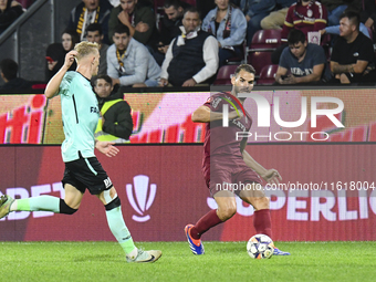 CFR Cluj plays against UTA Arad in the Romanian Superliga at Dr. Constantin Radulescu Stadium in Cluj-Napoca, Romania, on September 28, 2024...