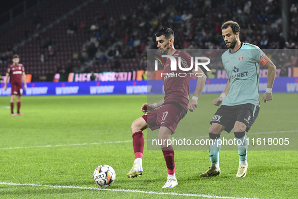 CFR Cluj plays against UTA Arad in the Romanian Superliga at Dr. Constantin Radulescu Stadium in Cluj-Napoca, Romania, on September 28, 2024...