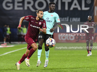 CFR Cluj plays against UTA Arad in the Romanian Superliga at Dr. Constantin Radulescu Stadium in Cluj-Napoca, Romania, on September 28, 2024...