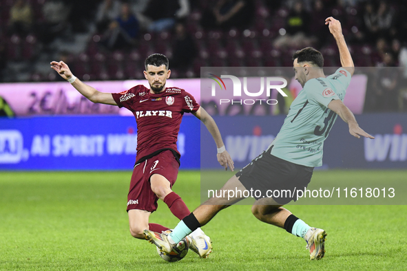 CFR Cluj plays against UTA Arad in the Romanian Superliga at Dr. Constantin Radulescu Stadium in Cluj-Napoca, Romania, on September 28, 2024...