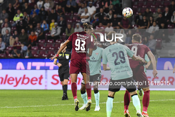 CFR Cluj plays against UTA Arad in the Romanian Superliga at Dr. Constantin Radulescu Stadium in Cluj-Napoca, Romania, on September 28, 2024...