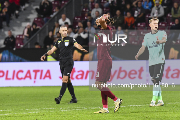 CFR Cluj plays against UTA Arad in the Romanian Superliga at Dr. Constantin Radulescu Stadium in Cluj-Napoca, Romania, on September 28, 2024...