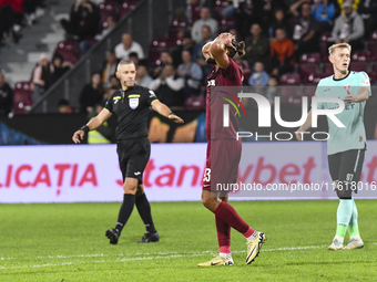 CFR Cluj plays against UTA Arad in the Romanian Superliga at Dr. Constantin Radulescu Stadium in Cluj-Napoca, Romania, on September 28, 2024...