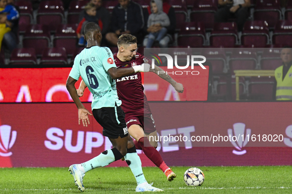 CFR Cluj plays against UTA Arad in the Romanian Superliga at Dr. Constantin Radulescu Stadium in Cluj-Napoca, Romania, on September 28, 2024...