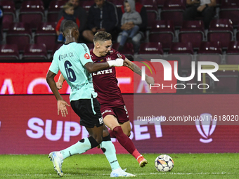 CFR Cluj plays against UTA Arad in the Romanian Superliga at Dr. Constantin Radulescu Stadium in Cluj-Napoca, Romania, on September 28, 2024...