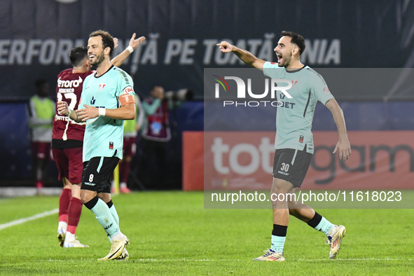 CFR Cluj plays against UTA Arad in the Romanian Superliga at Dr. Constantin Radulescu Stadium in Cluj-Napoca, Romania, on September 28, 2024...