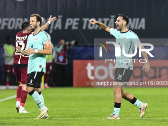 CFR Cluj plays against UTA Arad in the Romanian Superliga at Dr. Constantin Radulescu Stadium in Cluj-Napoca, Romania, on September 28, 2024...