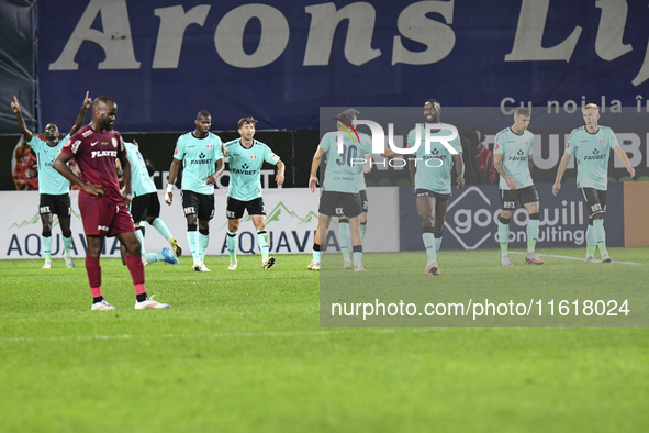 CFR Cluj plays against UTA Arad in the Romanian Superliga at Dr. Constantin Radulescu Stadium in Cluj-Napoca, Romania, on September 28, 2024...