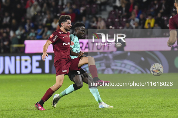 CFR Cluj plays against UTA Arad in the Romanian Superliga at Dr. Constantin Radulescu Stadium in Cluj-Napoca, Romania, on September 28, 2024...