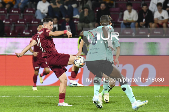 CFR Cluj plays against UTA Arad in the Romanian Superliga at Dr. Constantin Radulescu Stadium in Cluj-Napoca, Romania, on September 28, 2024...