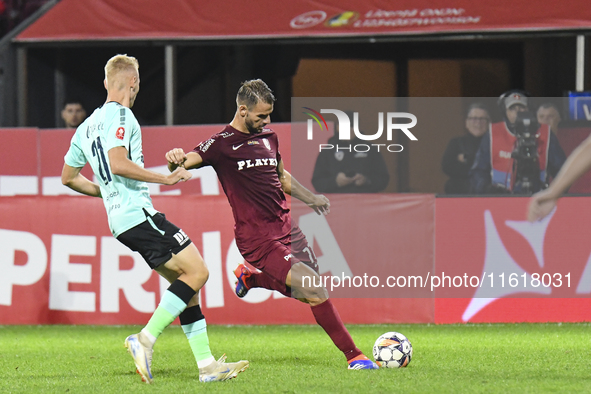 CFR Cluj plays against UTA Arad in the Romanian Superliga at Dr. Constantin Radulescu Stadium in Cluj-Napoca, Romania, on September 28, 2024...