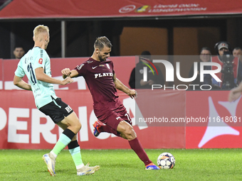 CFR Cluj plays against UTA Arad in the Romanian Superliga at Dr. Constantin Radulescu Stadium in Cluj-Napoca, Romania, on September 28, 2024...