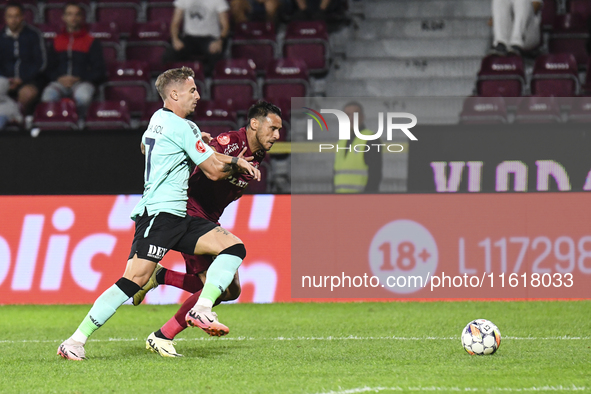 CFR Cluj plays against UTA Arad in the Romanian Superliga at Dr. Constantin Radulescu Stadium in Cluj-Napoca, Romania, on September 28, 2024...