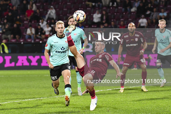 CFR Cluj plays against UTA Arad in the Romanian Superliga at Dr. Constantin Radulescu Stadium in Cluj-Napoca, Romania, on September 28, 2024...