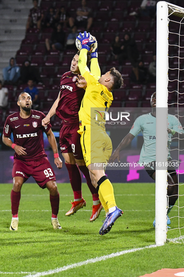 CFR Cluj plays against UTA Arad in the Romanian Superliga at Dr. Constantin Radulescu Stadium in Cluj-Napoca, Romania, on September 28, 2024...