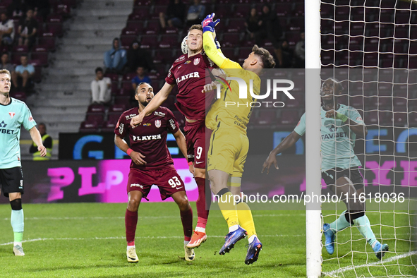 CFR Cluj plays against UTA Arad in the Romanian Superliga at Dr. Constantin Radulescu Stadium in Cluj-Napoca, Romania, on September 28, 2024...