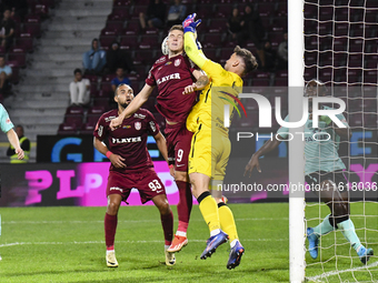 CFR Cluj plays against UTA Arad in the Romanian Superliga at Dr. Constantin Radulescu Stadium in Cluj-Napoca, Romania, on September 28, 2024...