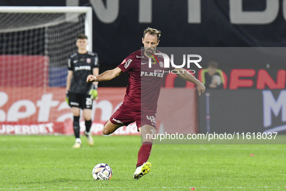 CFR Cluj plays against UTA Arad in the Romanian Superliga at Dr. Constantin Radulescu Stadium in Cluj-Napoca, Romania, on September 28, 2024...