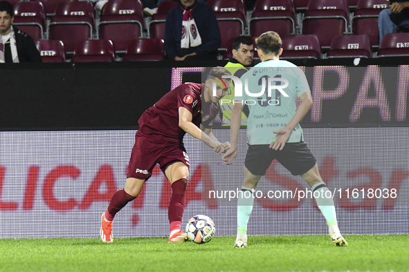 CFR Cluj plays against UTA Arad in the Romanian Superliga at Dr. Constantin Radulescu Stadium in Cluj-Napoca, Romania, on September 28, 2024...