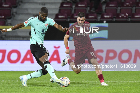 CFR Cluj plays against UTA Arad in the Romanian Superliga at Dr. Constantin Radulescu Stadium in Cluj-Napoca, Romania, on September 28, 2024...