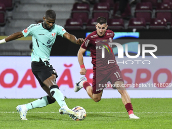 CFR Cluj plays against UTA Arad in the Romanian Superliga at Dr. Constantin Radulescu Stadium in Cluj-Napoca, Romania, on September 28, 2024...