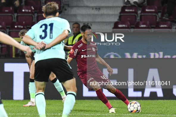 CFR Cluj plays against UTA Arad in the Romanian Superliga at Dr. Constantin Radulescu Stadium in Cluj-Napoca, Romania, on September 28, 2024...