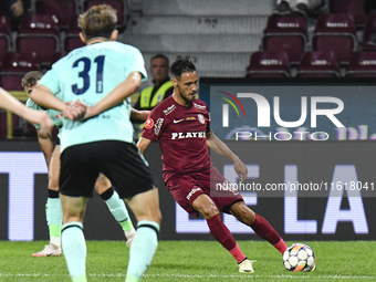 CFR Cluj plays against UTA Arad in the Romanian Superliga at Dr. Constantin Radulescu Stadium in Cluj-Napoca, Romania, on September 28, 2024...