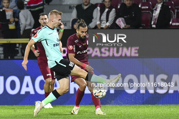 CFR Cluj plays against UTA Arad in the Romanian Superliga at Dr. Constantin Radulescu Stadium in Cluj-Napoca, Romania, on September 28, 2024...