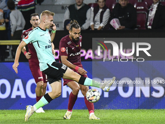 CFR Cluj plays against UTA Arad in the Romanian Superliga at Dr. Constantin Radulescu Stadium in Cluj-Napoca, Romania, on September 28, 2024...