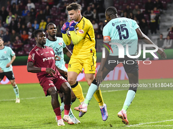 CFR Cluj plays against UTA Arad in the Romanian Superliga at Dr. Constantin Radulescu Stadium in Cluj-Napoca, Romania, on September 28, 2024...