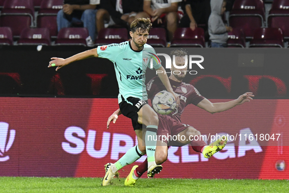 CFR Cluj plays against UTA Arad in the Romanian Superliga at Dr. Constantin Radulescu Stadium in Cluj-Napoca, Romania, on September 28, 2024...