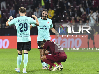 CFR Cluj plays against UTA Arad in the Romanian Superliga at Dr. Constantin Radulescu Stadium in Cluj-Napoca, Romania, on September 28, 2024...