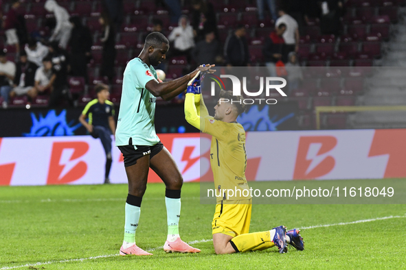 CFR Cluj plays against UTA Arad in the Romanian Superliga at Dr. Constantin Radulescu Stadium in Cluj-Napoca, Romania, on September 28, 2024...