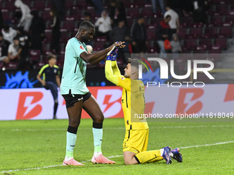 CFR Cluj plays against UTA Arad in the Romanian Superliga at Dr. Constantin Radulescu Stadium in Cluj-Napoca, Romania, on September 28, 2024...