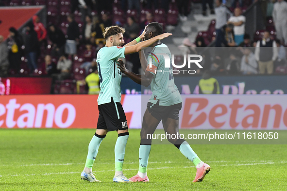 CFR Cluj plays against UTA Arad in the Romanian Superliga at Dr. Constantin Radulescu Stadium in Cluj-Napoca, Romania, on September 28, 2024...