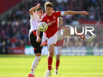 Ryan Yates of Nottingham Forest during the Premier League match between Nottingham Forest and Fulham at the City Ground in Nottingham, Engla...