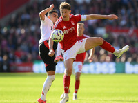 Ryan Yates of Nottingham Forest during the Premier League match between Nottingham Forest and Fulham at the City Ground in Nottingham, Engla...