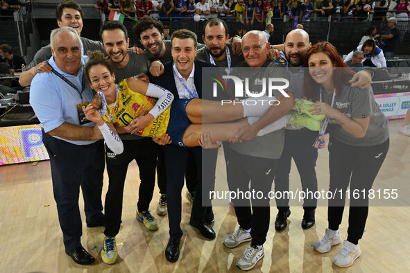 Monica De Gennaro of Prosecco Doc Imoco Conegliano participates in the Supercoppa Fineco Lega Volley Femminile between Prosecco Doc Imoco Co...