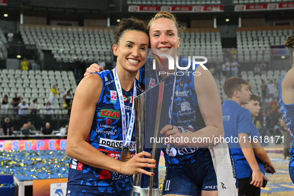 Gabriela Braga Guimaraes and Isabelle Haak of Prosecco Doc Imoco Conegliano during the Supercoppa Fineco Lega Volley Femminile between Prose...