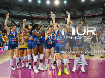 Prosecco Doc Imoco Conegliano plays against Vero Volley Milano during the Supercoppa Fineco Lega Volley Femminile at Palazzo dello Sport in...